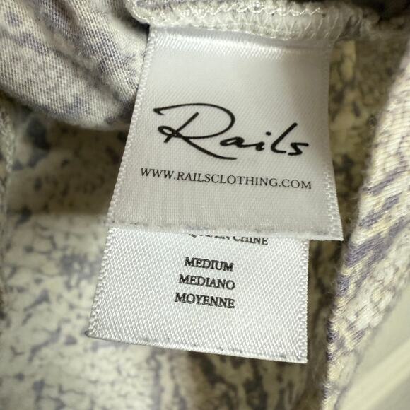 Rails Asher Snakeskin Short Sleeve Tee Women M Ivory‎ Animal Print Boho - Picture 5 of 6